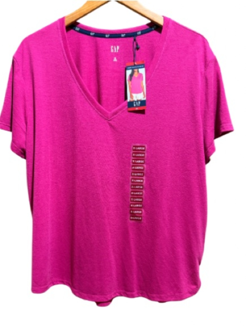 GAP Short-Sleeve V-Neck Tee Magrnta Pink XL